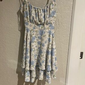 Floral Kids Dress in Blue and White